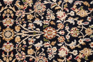 Dark Navy Floral 3X12 Indo-Nain Oriental Runner Rug