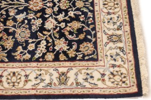 Dark Navy Floral 3X12 Indo-Nain Oriental Runner Rug