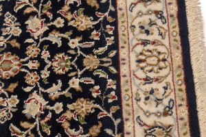 Dark Navy Floral 3X12 Indo-Nain Oriental Runner Rug