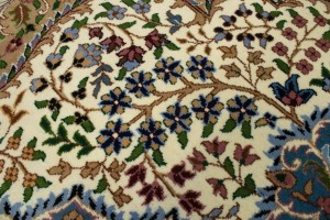Cream Floral Kirman 7X9 Oriental Rug