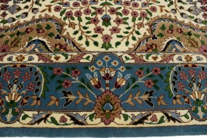 Cream Floral Kirman 7X9 Oriental Rug
