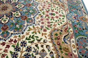 Cream Floral Kirman 7X9 Oriental Rug