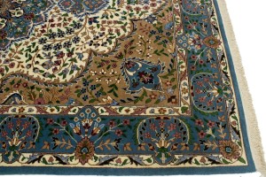 Cream Floral Kirman 7X9 Oriental Rug