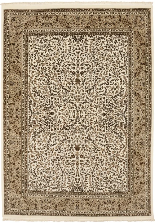 Cream Floral Kirman 6'5X9'2 Oriental Rug