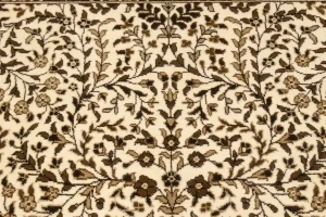 Cream Floral Kirman 6'5X9'2 Oriental Rug