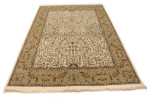 Cream Floral Kirman 6'5X9'2 Oriental Rug