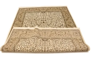 Cream Floral Kirman 6'5X9'2 Oriental Rug
