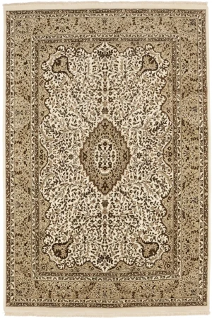 Cream Floral Kirman 6'5X9'7 Oriental Rug