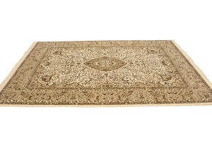 Cream Floral Kirman 6'5X9'7 Oriental Rug