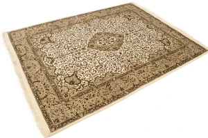 Cream Floral Kirman 6X8 Oriental Rug