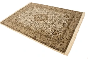 Cream Floral Kirman 6X8 Oriental Rug
