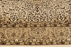 Cream Floral Kirman 6X8 Oriental Rug
