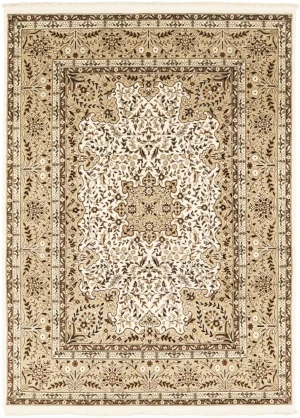 Cream Floral Kirman 6X8 Oriental Rug