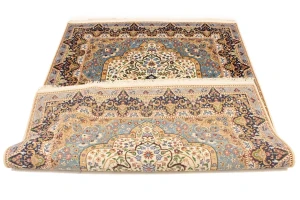 Cream Floral Kirman 6X8 Oriental Rug