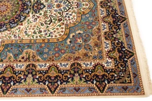 Cream Floral Kirman 6X8 Oriental Rug