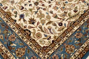 Cream Floral Kirman 5'7X7'6 Oriental Rug