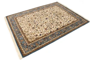 Cream Floral Kirman 5'7X7'6 Oriental Rug