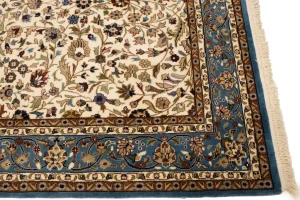 Cream Floral Kirman 5'7X7'6 Oriental Rug