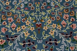 Teal Blue Floral Kirman 6X8 Oriental Rug