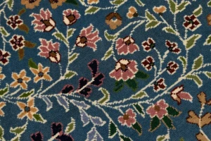 Teal Blue Floral Kirman 6X8 Oriental Rug