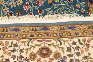 Teal Blue Floral Kirman 6X8 Oriental Rug