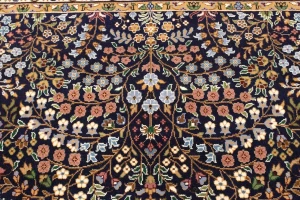 Navy Blue Floral Kirman 6X8 Oriental Rug