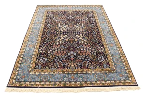 Navy Blue Floral Kirman 6X8 Oriental Rug