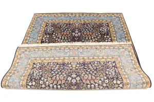Navy Blue Floral Kirman 6X8 Oriental Rug