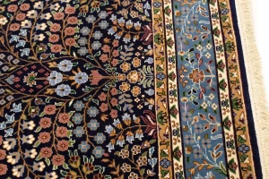 Navy Blue Floral Kirman 6X8 Oriental Rug