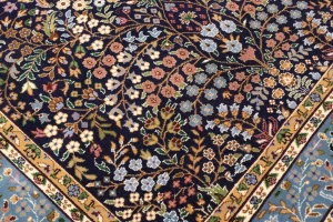 Navy Blue Floral Kirman 6X8 Oriental Rug