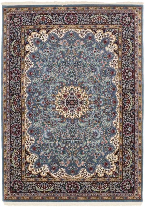 Teal Blue Floral Kirman 5'8X7'7 Oriental Rug