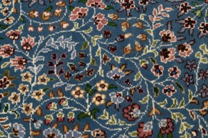 Teal Blue Floral Kirman 5'8X7'7 Oriental Rug