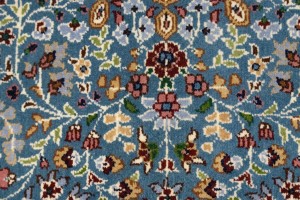 Teal Blue Floral Kirman 5'8X7'7 Oriental Rug