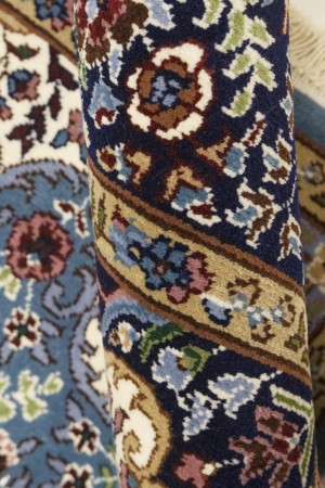 Teal Blue Floral Kirman 5'8X7'7 Oriental Rug