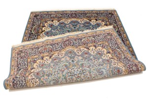 Teal Blue Floral Kirman 5'8X7'7 Oriental Rug