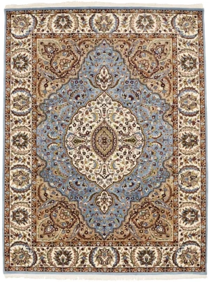 Blue Floral Kirman 5'9X7'6 Oriental Rug