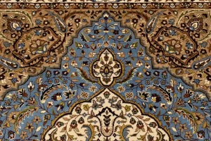 Blue Floral Kirman 5'9X7'6 Oriental Rug