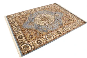 Blue Floral Kirman 5'9X7'6 Oriental Rug
