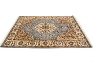 Blue Floral Kirman 5'9X7'6 Oriental Rug
