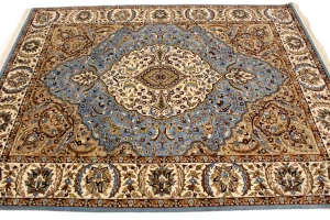 Blue Floral Kirman 5'9X7'6 Oriental Rug