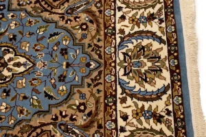 Blue Floral Kirman 5'9X7'6 Oriental Rug