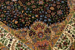 Black Floral Kirman 6X9 Oriental Rug