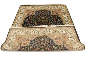 Black Floral Kirman 6X9 Oriental Rug