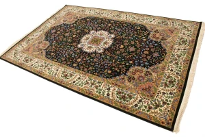 Black Floral Kirman 6X9 Oriental Rug