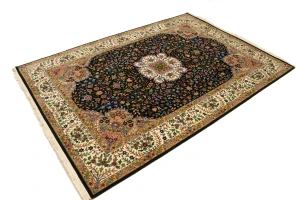 Black Floral Kirman 6X9 Oriental Rug