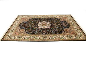 Black Floral Kirman 6X9 Oriental Rug