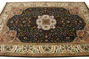 Black Floral Kirman 6X9 Oriental Rug