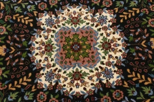Black Floral Kirman 6X9 Oriental Rug