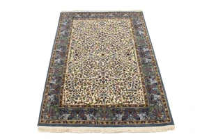 Cream Floral 4X6 Kirman Oriental Rug
