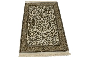 Cream Floral Kirman 3X4 Oriental Rug
